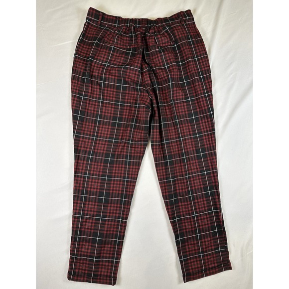 Hot Topic Red Black Tartan Plaid Pants Emo Sz 2XL Tapered E-Girl Grunge Goth - Picture 2 of 5